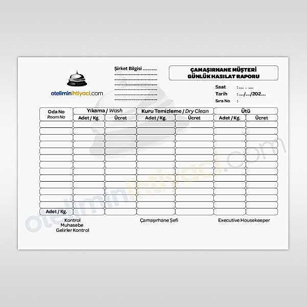 Çamaşırhane Hasılat Raporu
