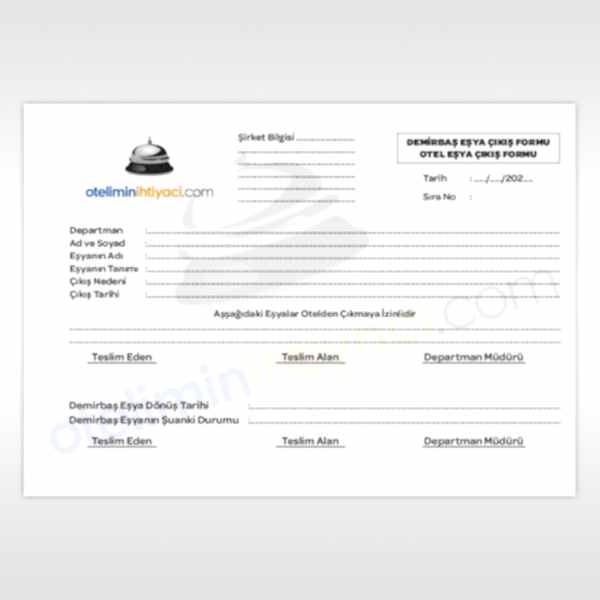 Eşya Çıkış Formu