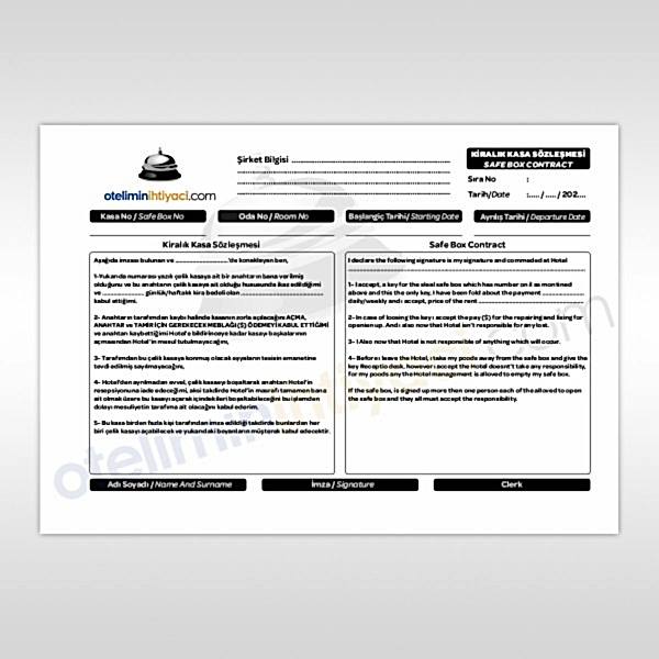 Kiralık Kasa Sözleşmesi