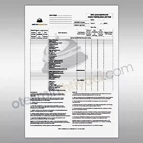 Oda Çamaşırhane Kuru Temizleme Listesi