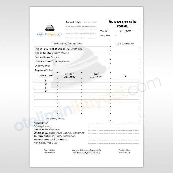 Ön Kasa Teslim Formu