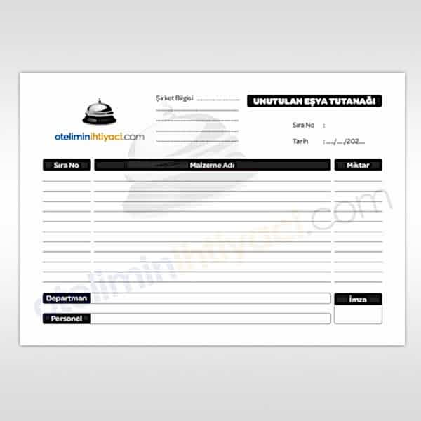 Unutulan Eşya Formu 1
